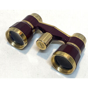 VINTAGE SWIFT PRINCESS 3X.25 OPERA GLASSES Burgundy AND GOLD # 813 BINOCULARS